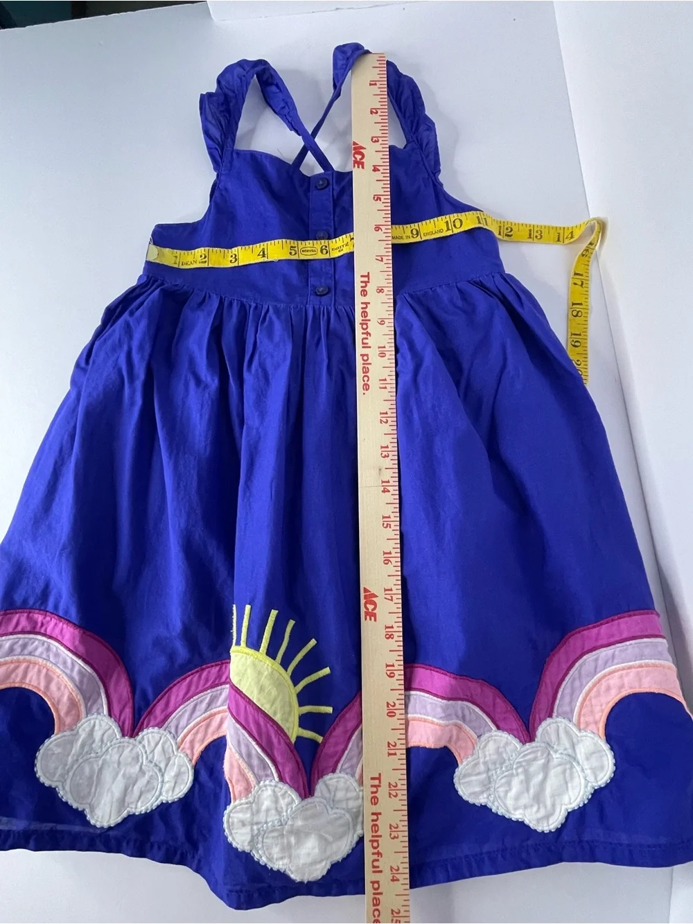 Gymboree Iris Blue Criss-Cross Strap Rainbow Sun Applique Sundress 5